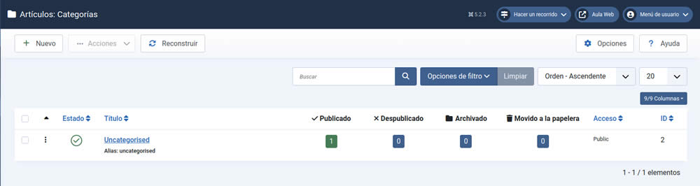 gestion categorias